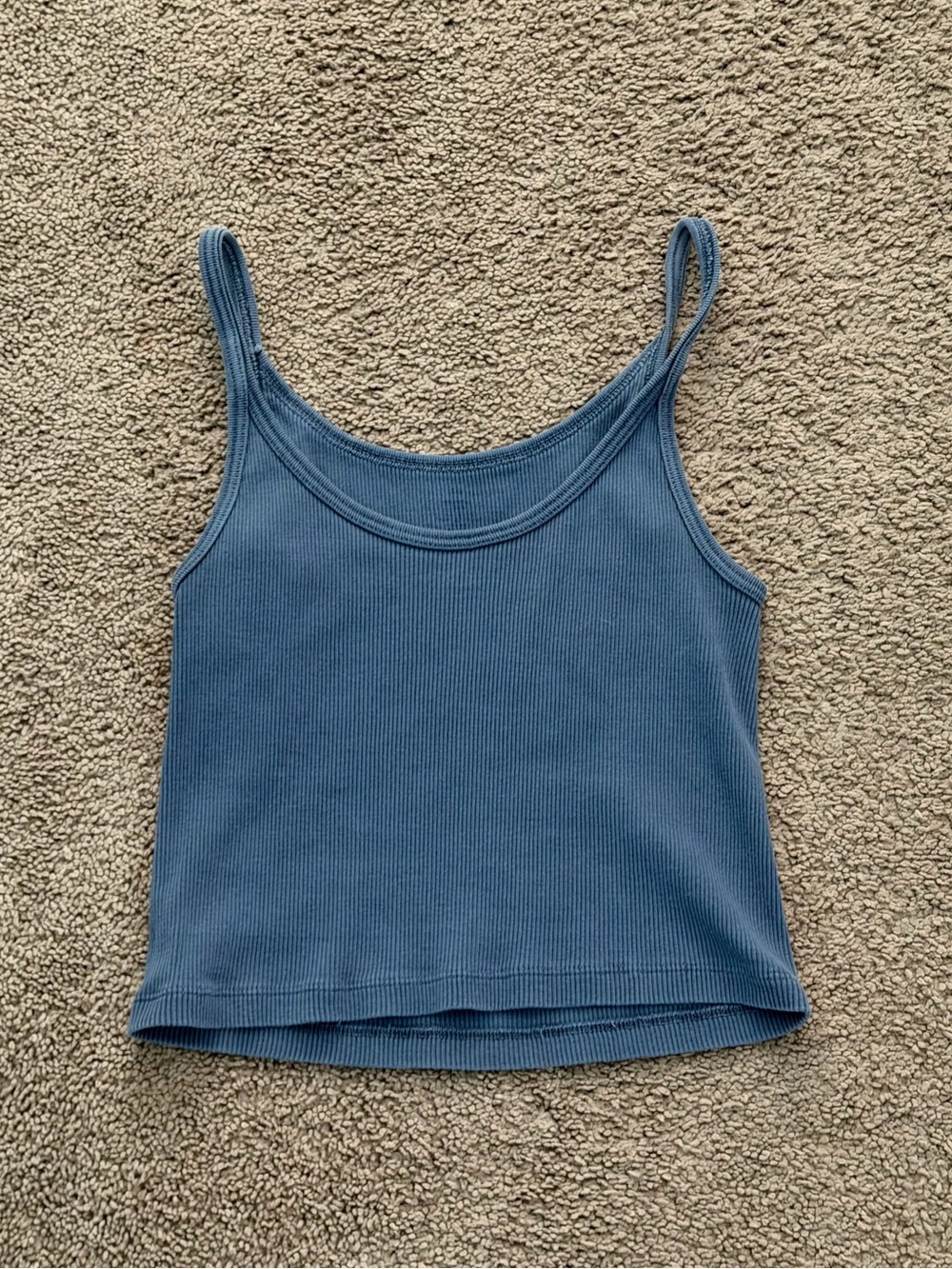 Brandy Melville Blue Ribbed Slim Strap Tank